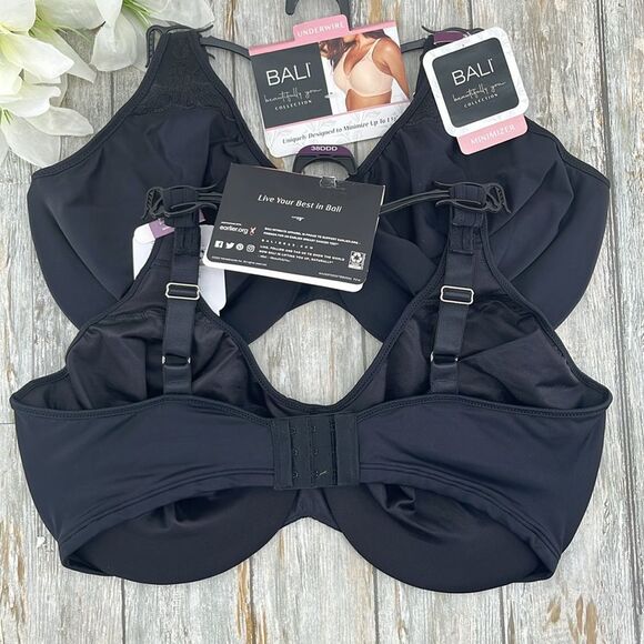 Women’s Beautifully You Black Minimizer Underwire Bra 2-Pack 38DDD - Picture 2 of 7